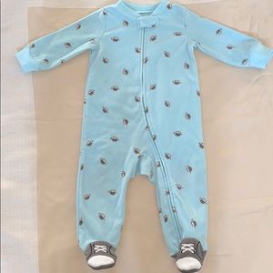 Carters zip up fleece football pajamas